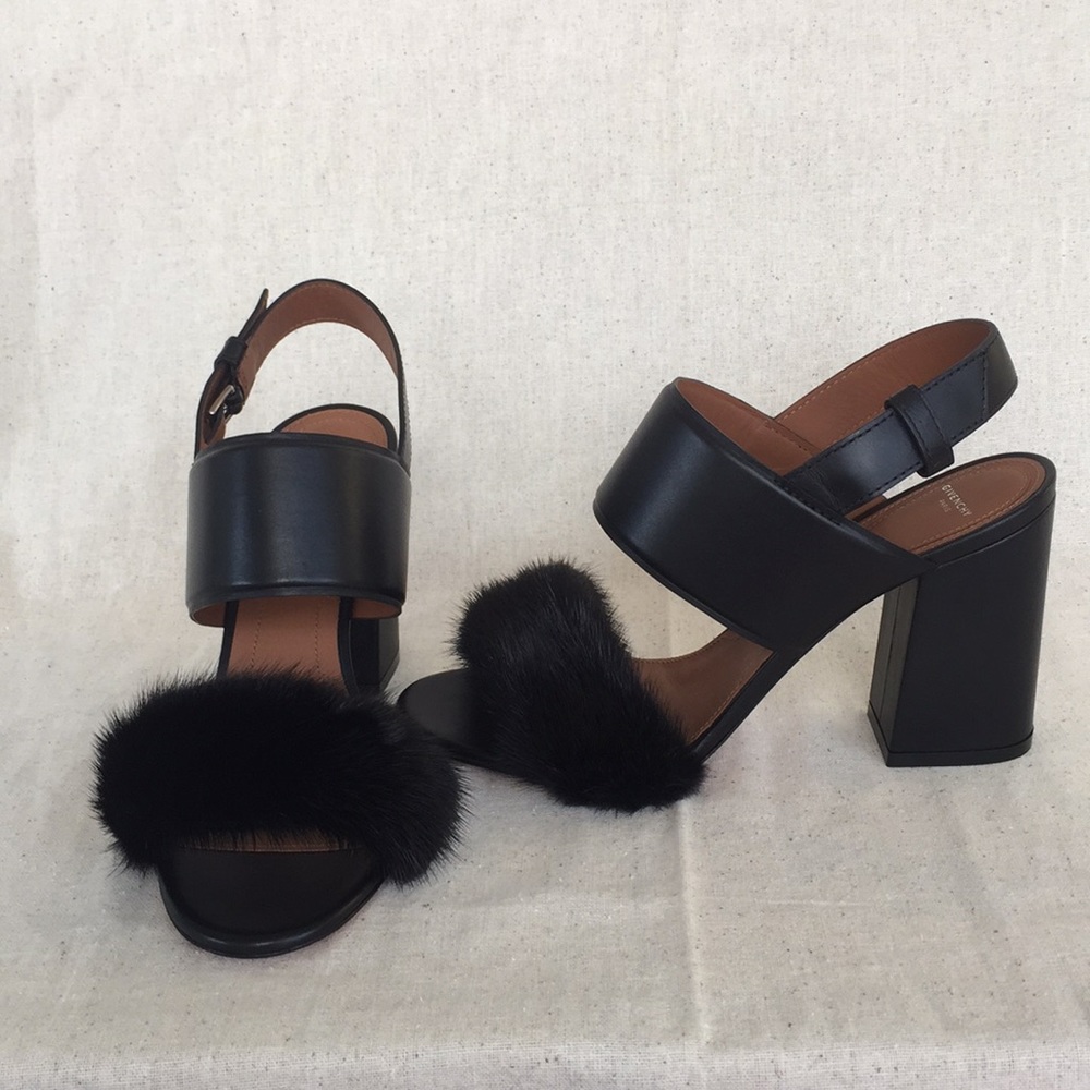 🆕NWT ♥️GIVENCHY Genuine Mink Flared Heel Sandal♥️ - Picture 5 of 8